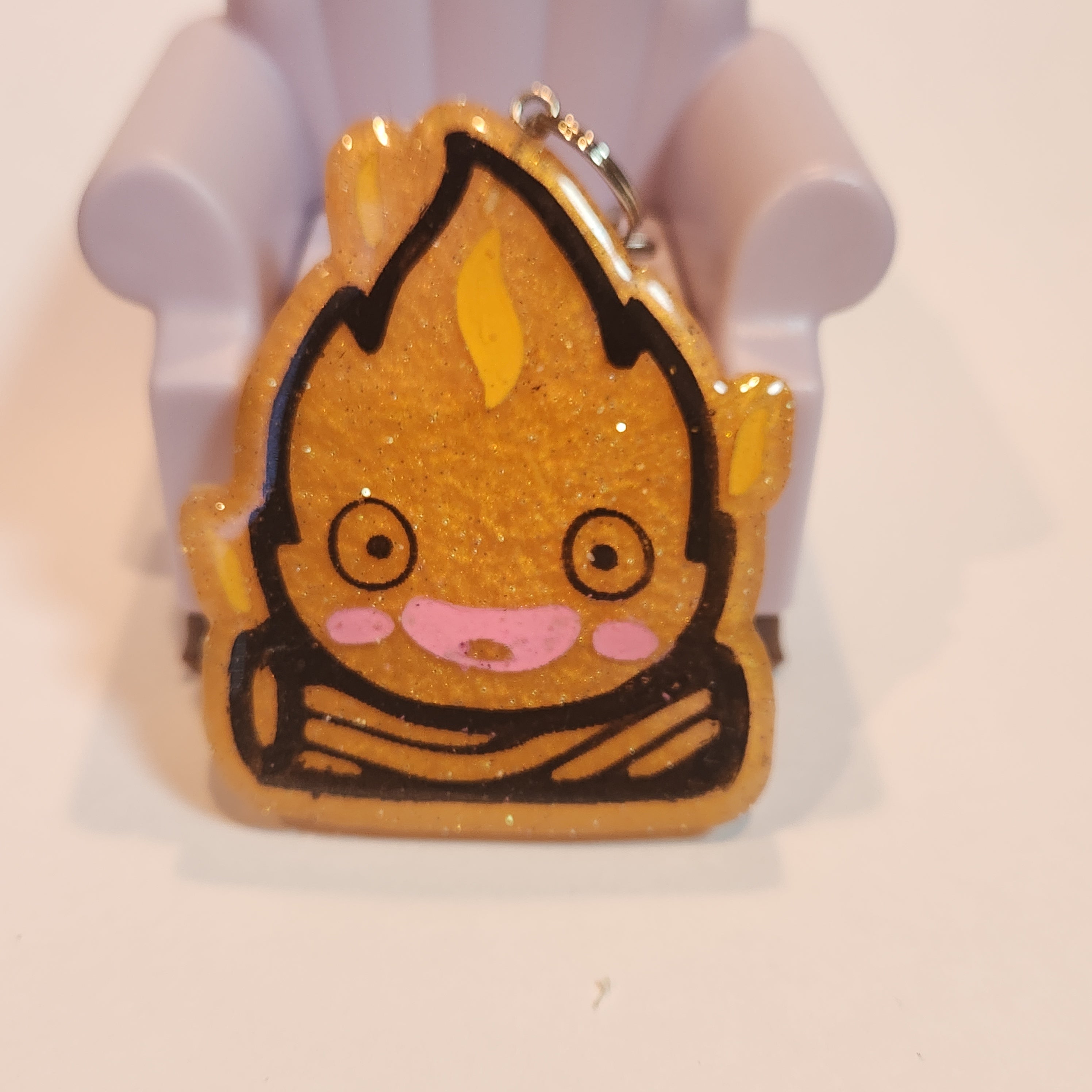 Flatback Calcifer Fire Heart Keychain / Bag Charm